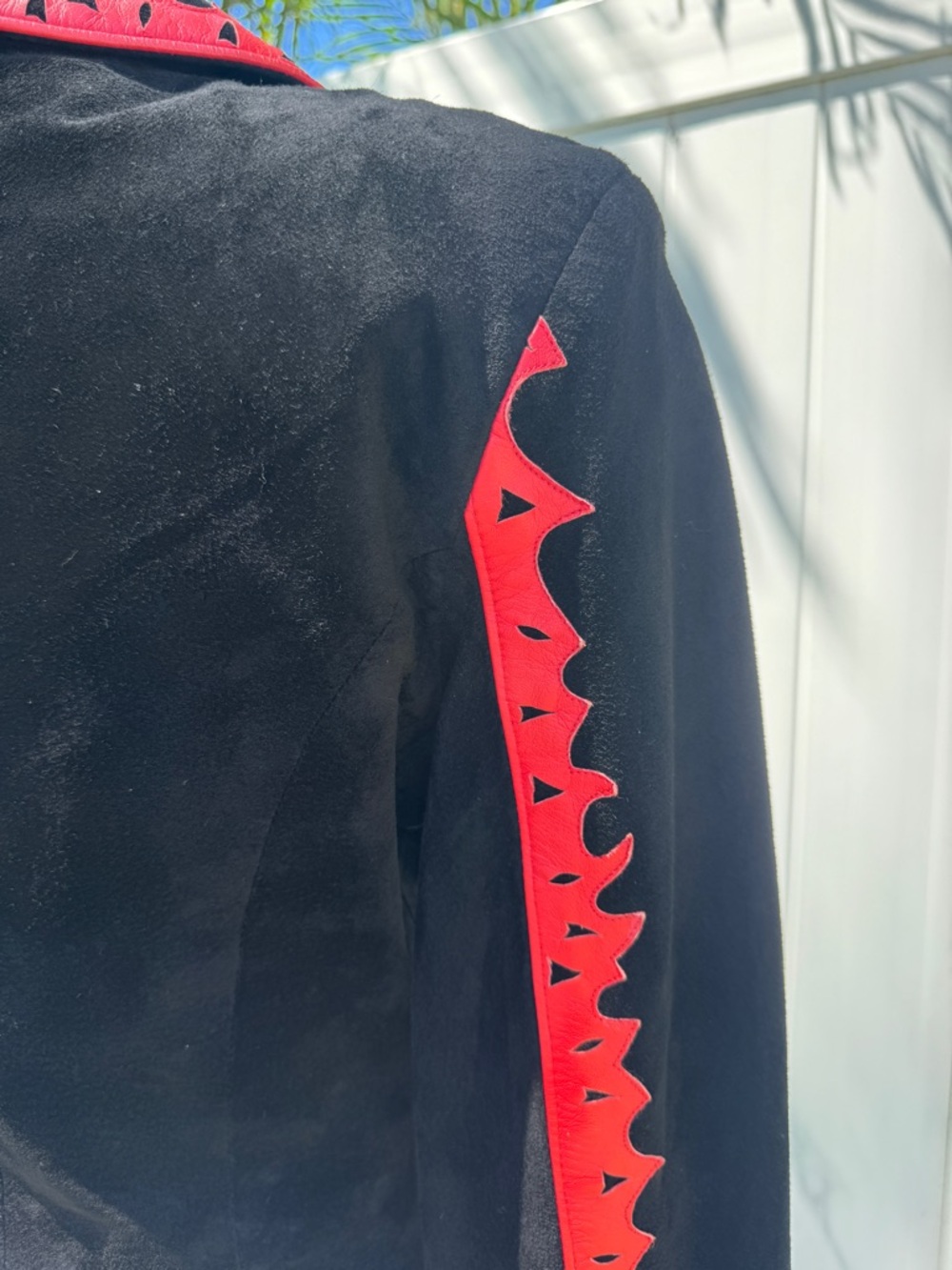 Michael Hoban Black Velvet Blazer with Red Trim - Picture 8 of 10
